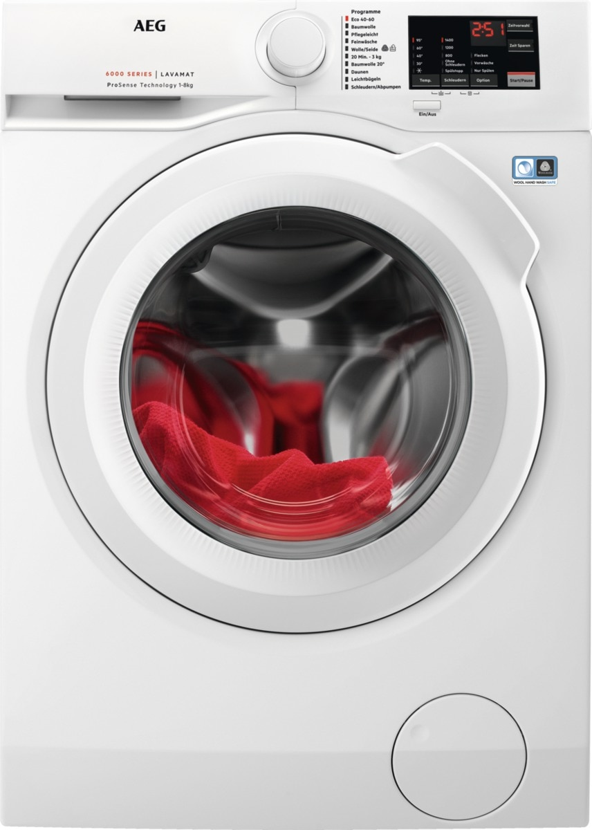 AEG L6FB56480 Serie 6000 mit ProSense Mengenautomatik Waschmaschine (8 kg, 1351 U/Min., D, Ja)