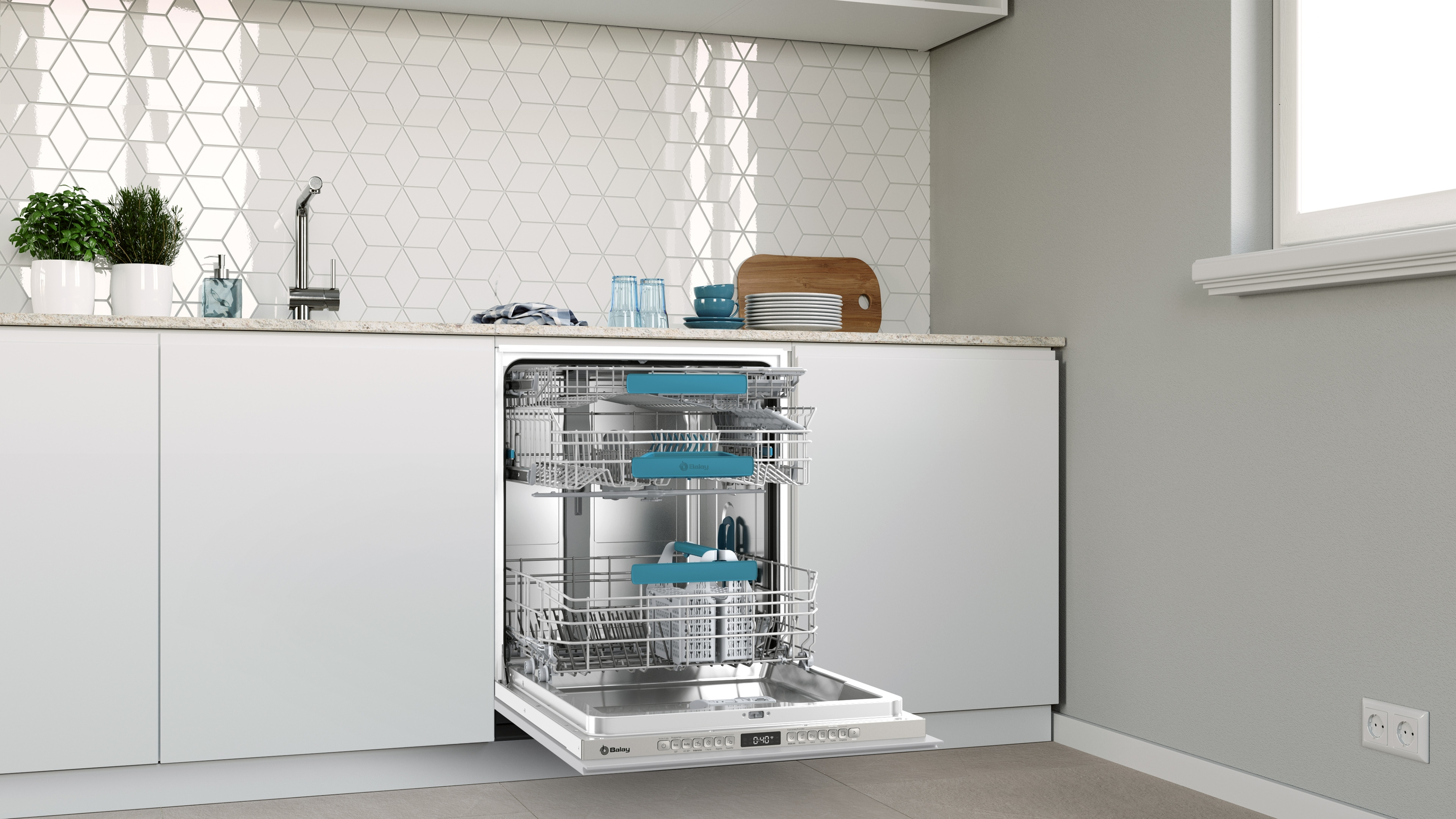 Lavavajillas integrable - Balay 3VF6630SA, 13 servicios, 5 programas, 60cm, Sistema AquaSafe, Inox