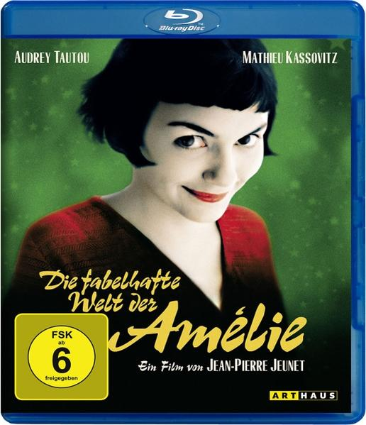 Blu-ray Hülle mit Audrey Tautou als Amelie vor grünem Sternenhintergrund.