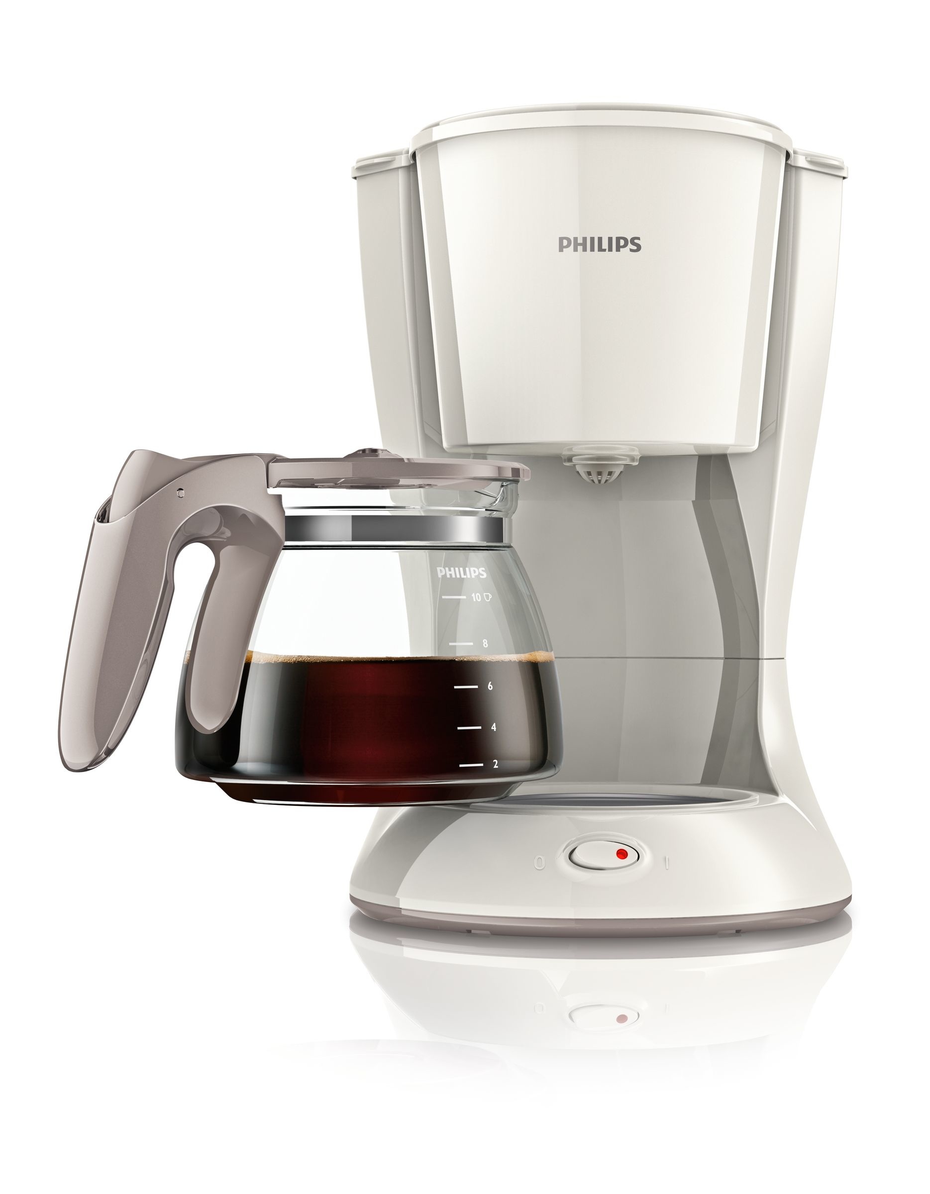 Coffee maker with carafe filled with coffee.
