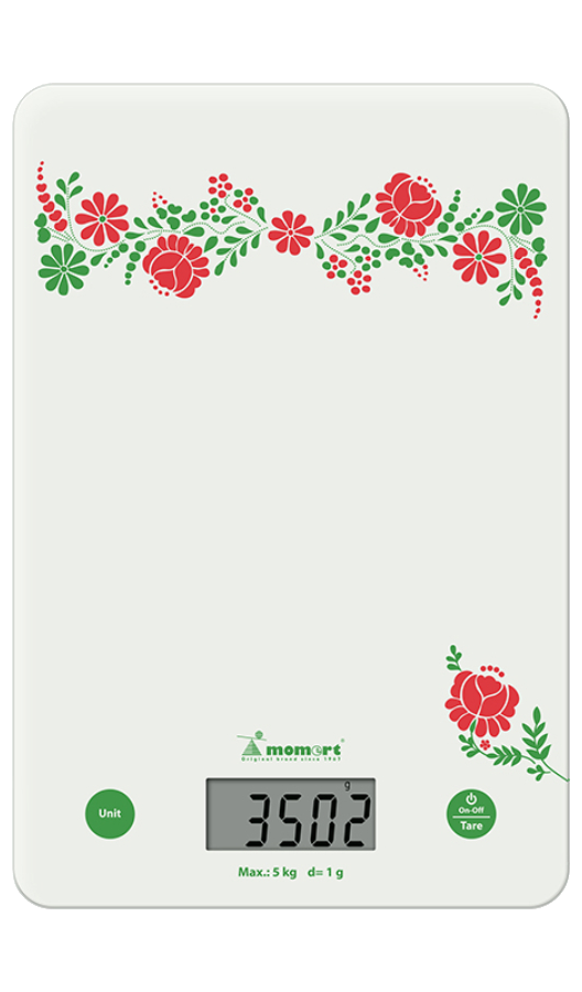 MOMERT 6859 Konyhai mérleg, kalocsai minta