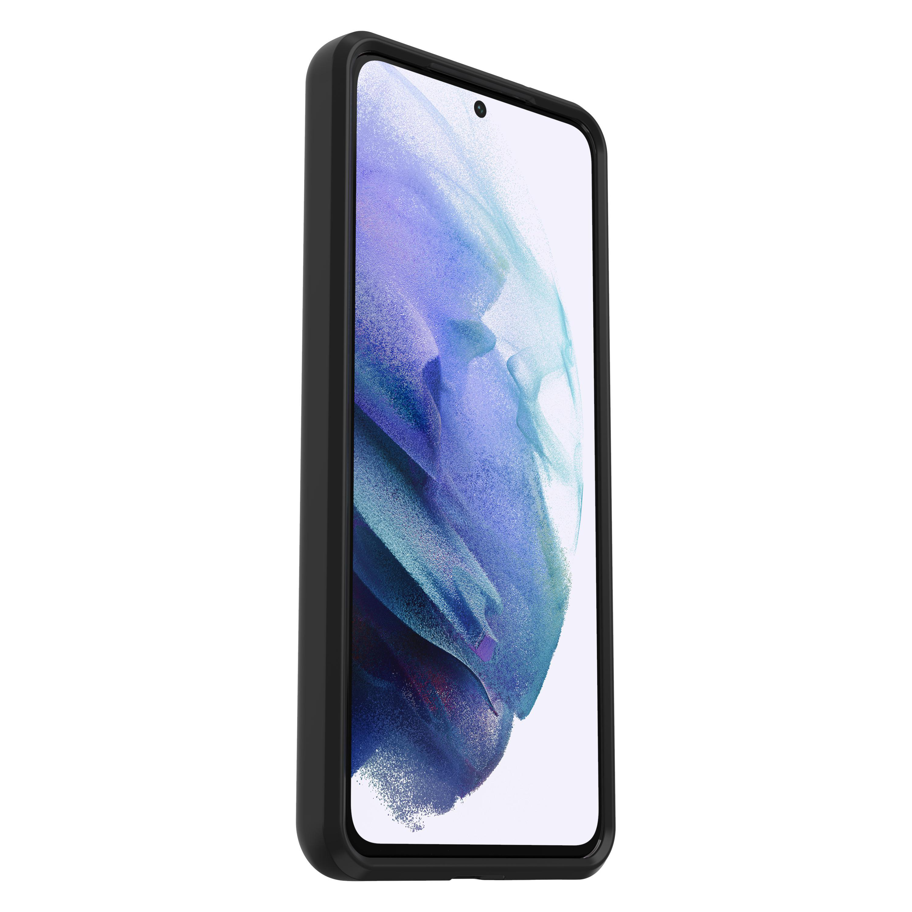 Ein Smartphone auf weißem Hintergrund, nach rechts abgewinkelt.
