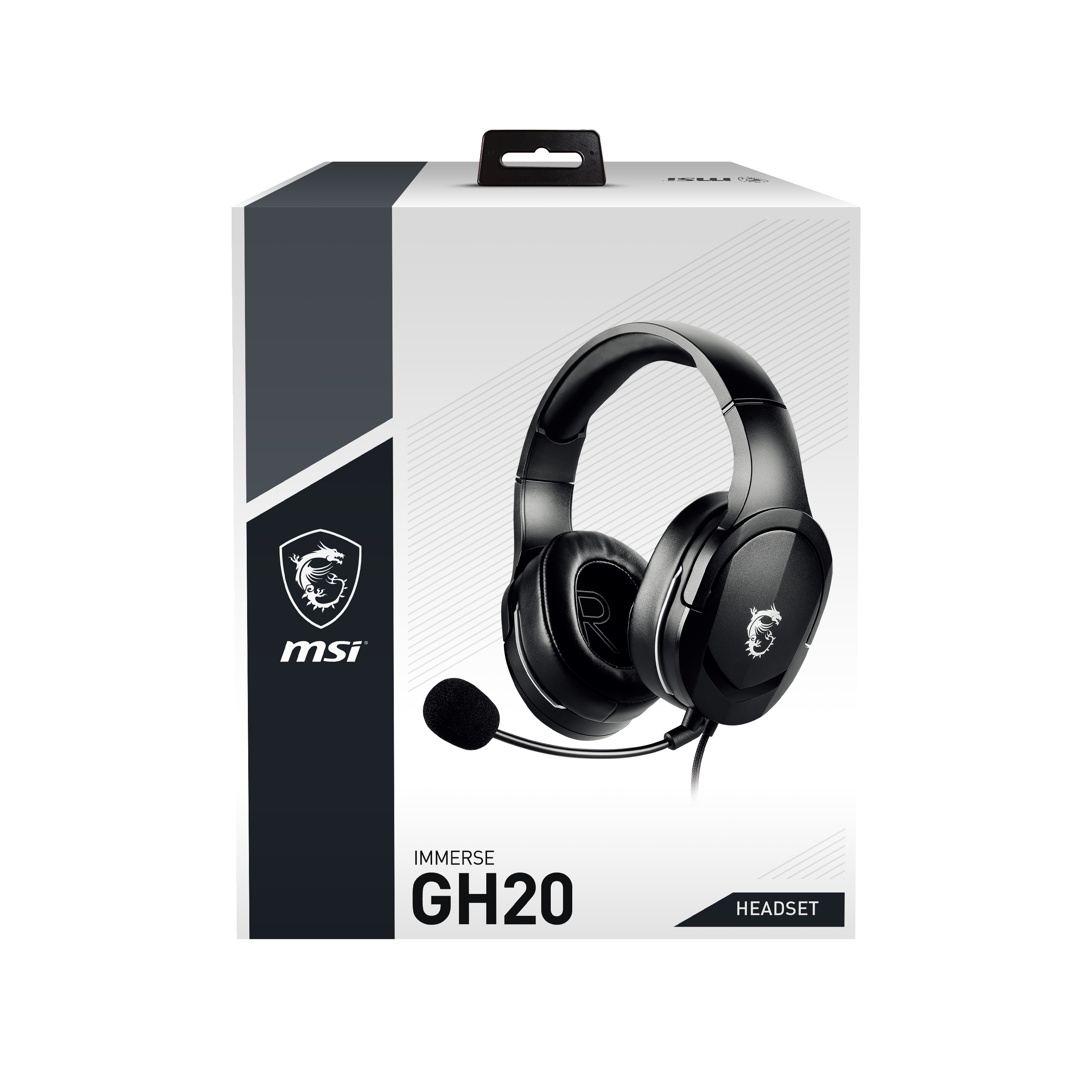 MSI Immerse GH20 Gaming Headset (kabelgebunden, 40 mm Neodym Driver, 20 Hz - 20 Khz, 3,5 mm Klinkenstecker,  schwarz, 245 Gramm, kein RGB)