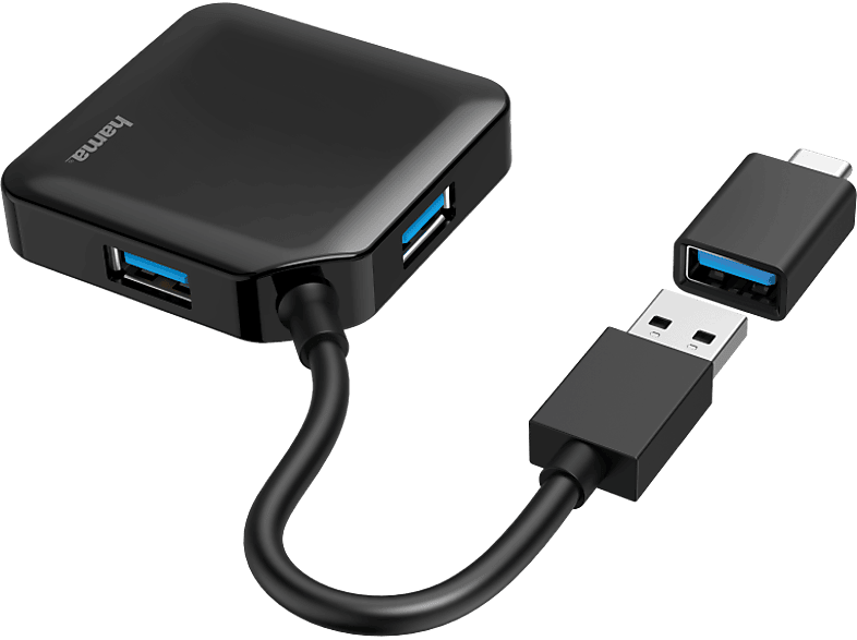 Hama Hub Usb 3.2 + Adaptateur Usb-c Noir (200116)