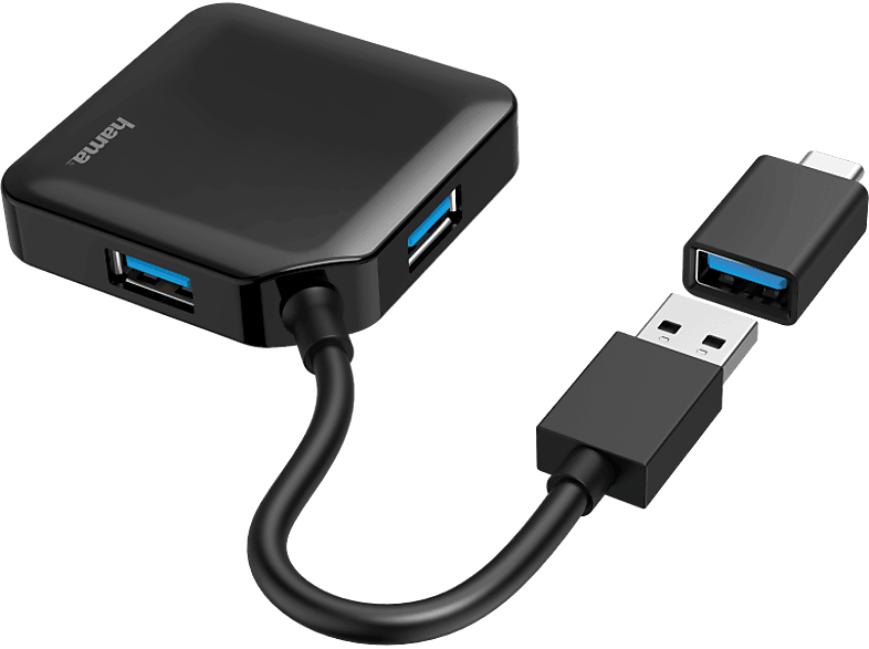 Hama Usb-hub 4-poorten 3.2 + Usb-c Adapter Zwart (200116)