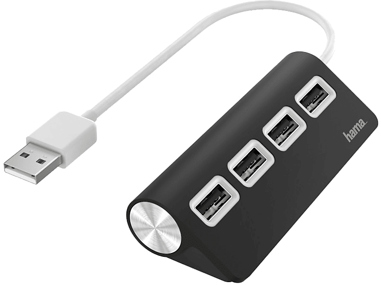 HAMA USB-hub 4-poorten 2.0 Zwart (200119)