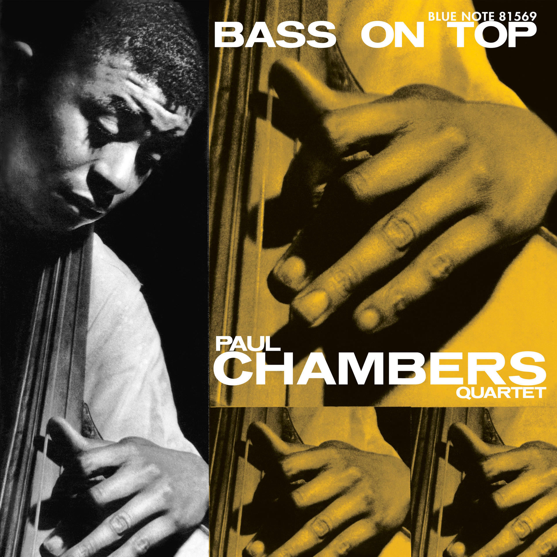 A 'Bass on Top' című album borítója Paul Chambers-től, zenésszel és kezekkel.