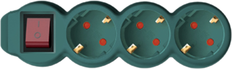 HOME NV 3K-5/GR/1,5 3-as hálózati elosztó kapcsolóval 5m, 3x1,5mm2, zöld