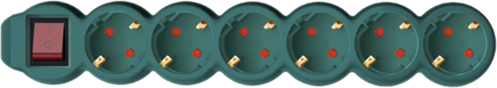 HOME NV 6K-3/GR/1,5 6-os hálózati elosztó kapcsolóval, 3m, 3x1,5mm2, zöld