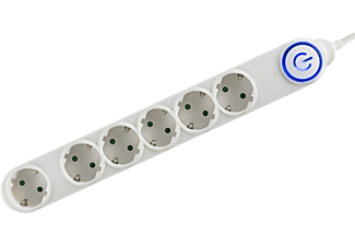 HOME NV 06TK-5/WH/1,5 6-os hálózati elosztó lábkapcsolóval, 5m, 3x1,5 mm2, fehér