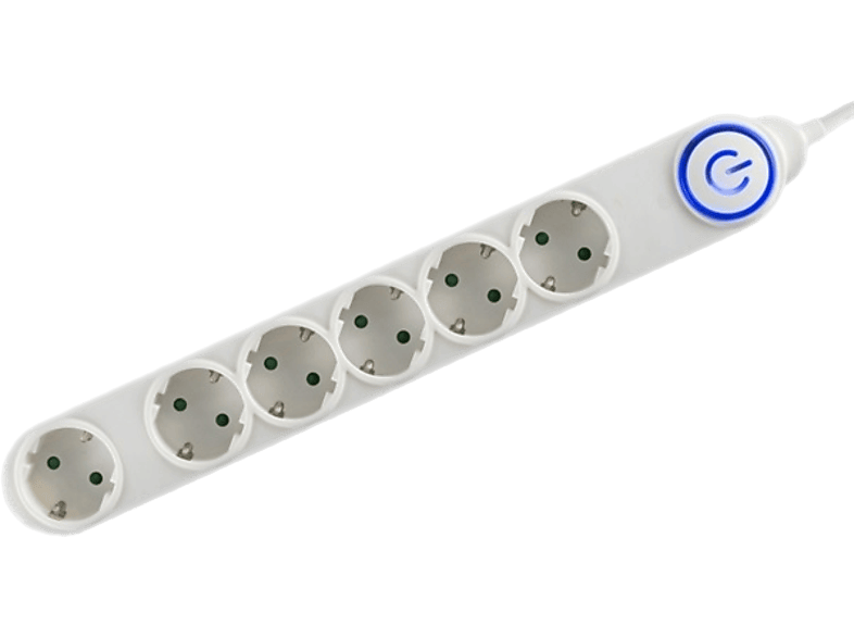 HOME NV 06TK-5/WH/1,5 6-os hálózati elosztó lábkapcsolóval, 5m, 3x1,5 mm2, fehér