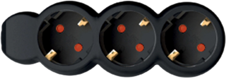 HOME NV 3-3/BK/1,5 3-as hálózati elosztó, 3m, 3x1,5mm2, fekete