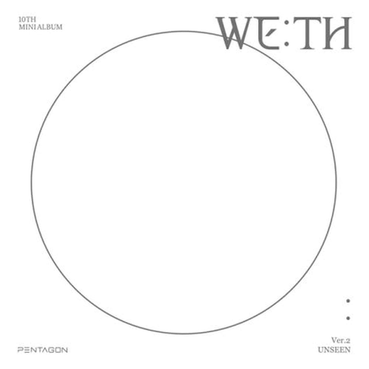 Albumhoes: een grijze cirkel met de woorden WE:TH en een Pentagon-logo.