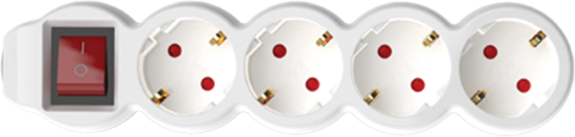 HOME NV 4K-3/WH/1,5 4-es hálózati elosztó kapcsolóval, 3m, 3x1,5mm2, fehér