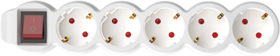 HOME NV 5K-3/WH/1,5 5-ös hálózati elosztó kapcsolóval, 3m, 3x1,5mm2, fehér
