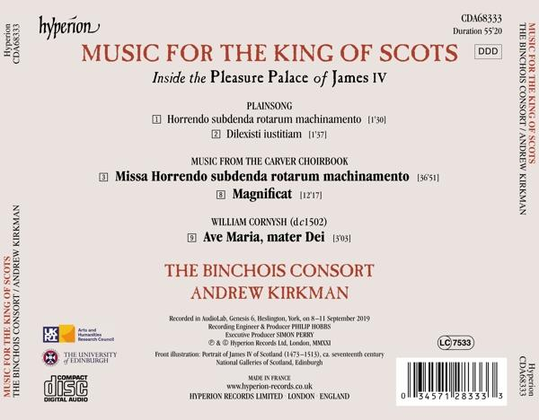 CD-Cover mit Text: Musik für den König der Schotten. The Binchois Consort und Andrew Kirkman.