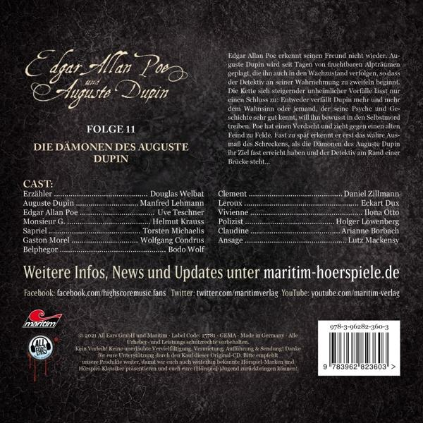 - Des Poe,Edgar Folge Auguste (CD) Dämonen - 11-Die Allan/Dupin,Auguste Dupin
