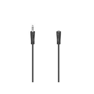 Cable audio - Hama 00205120, 3 m, De Jack 3.5 mm in a Jack 3.5 mm out, Negro