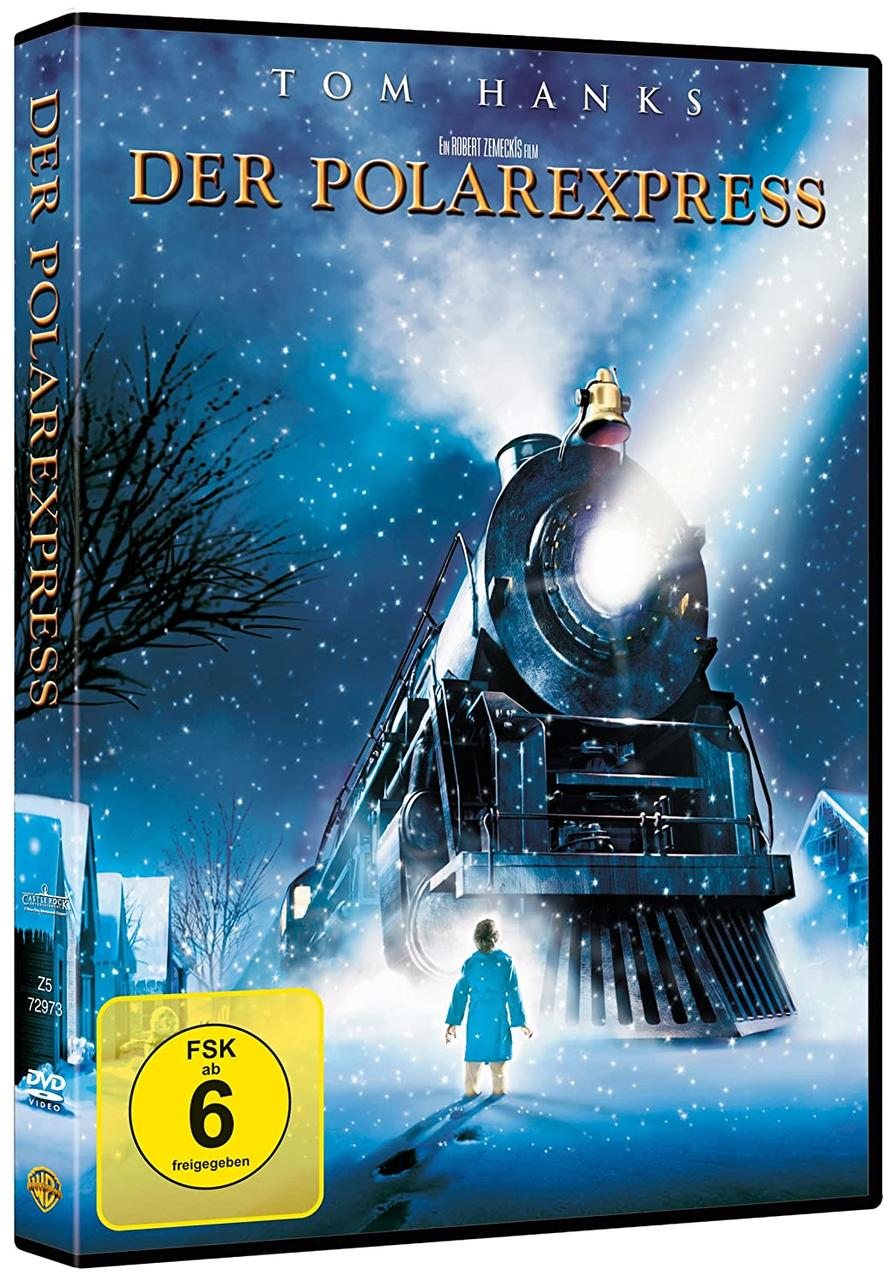 DVD-Box des Films 'Der Polarexpress' mit einem Zug und einem Jungen im blauen Mantel.