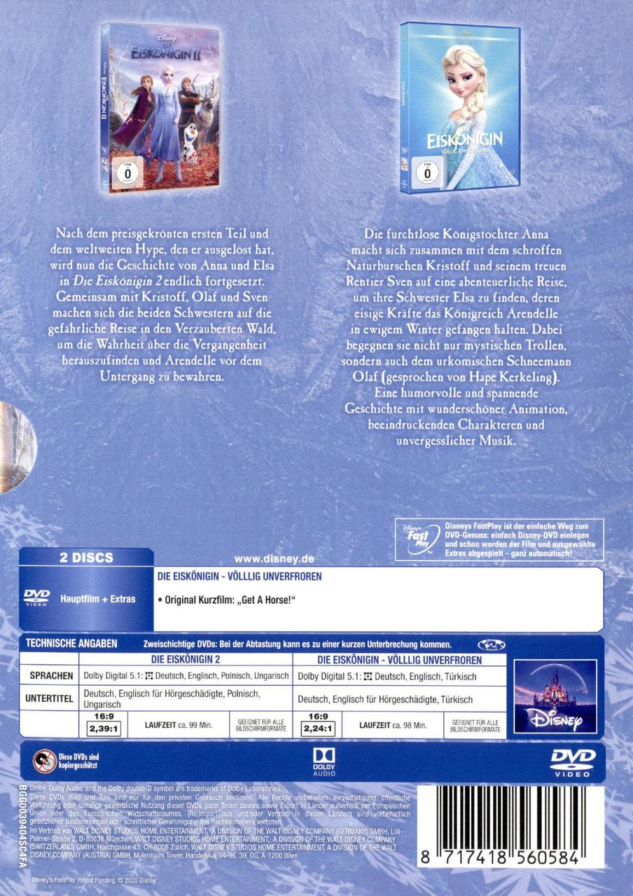 Ein DVD-Cover mit Elsa und Anna darauf.