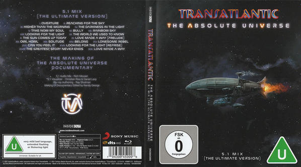CD-Cover mit dem Titel "THE ABSOLUTE UNIVERSE". Bild einer Flugmaschine.