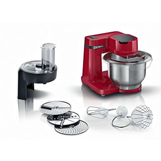 Robot de cocina - Bosch MUMS2ER01, 700 W, Bol 3.8 l, Acero inoxidable, 4 Potencias, Rojo
