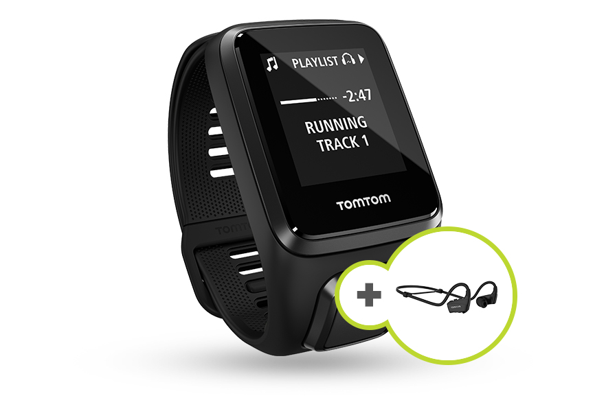 TOMTOM Spark 3 Music + Headphones (Small), Fitness Tracker, S (121-175 mm), Schwarz