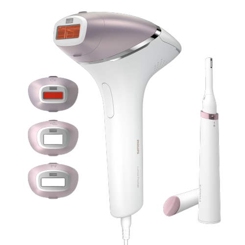PHILIPS BRI 949/00 Lumea Prestige IPL-Haarentfernungsgerät mit 4 Aufsätzen + Korrekturtrimmer IPL-Haarentfernungsgerät (Weiß, mit , Netzbetrieb)