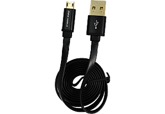 MAX MOBILE Adatkábel Micro USB, 1 m, Kétoldalú, Lapos kábel, Fekete (3858891305073)