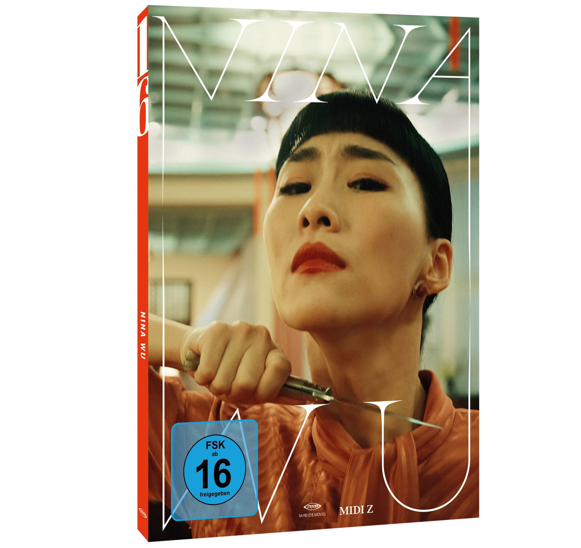 DVD-Cover mit einer Frau, die ein Messer hält, mit dem Text 'NINA WU' und der Bewertung FSK 16.
