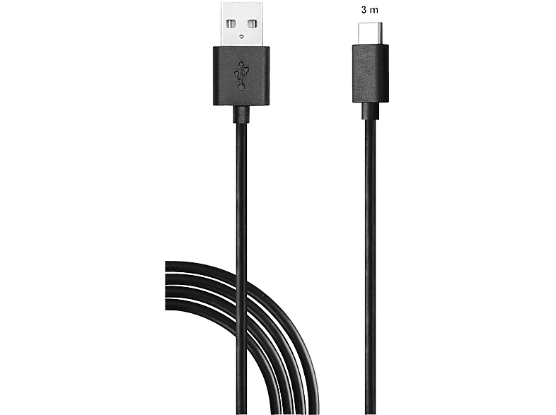 Cable USB a USB-C - ISY IC-5006, Para Nintendo Switch, 3m, Negro