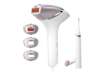 PHILIPS BRI 949/00 Lumea Prestige IPL-Haarentfernungsgerät mit 4 Aufsätzen + Korrekturtrimmer IPL-Haarentfernungsgerät (Weiß, mit , Netzbetrieb)