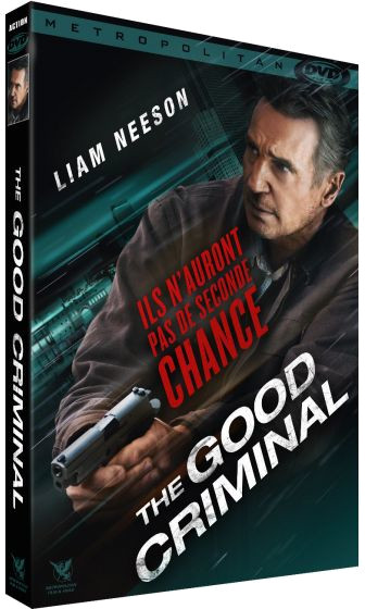 Couverture DVD : Liam Neeson tenant une arme à feu. Titre du film : The Good Criminal, avec du texte en français.