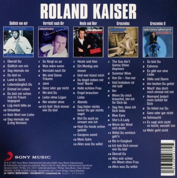 Albumcover: Mehrere Fotos von Roland Kaiser. Titelliste und Albumtitel sind aufgelistet.