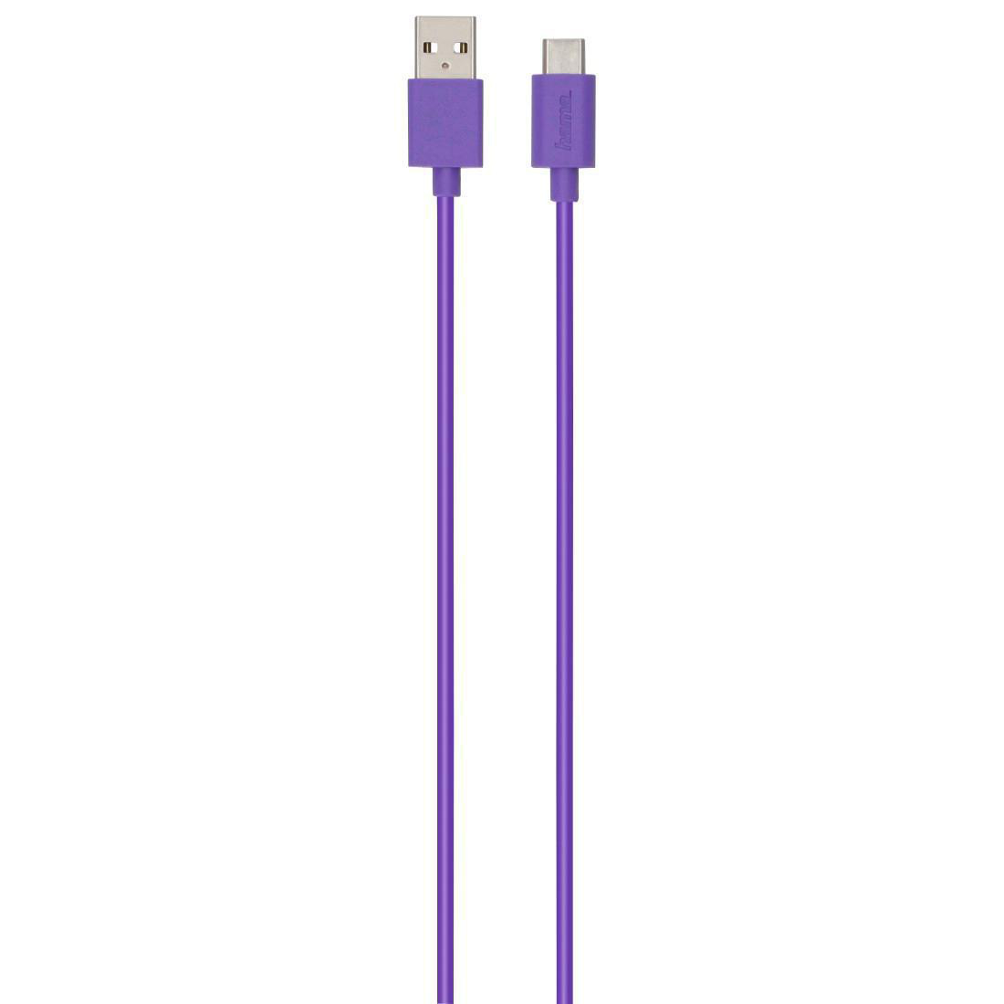 HAMA USB-A Ladekabel, auf Sortiertes USB-C, 0,75 m, Grün/Lila/Schwarz/Weiß