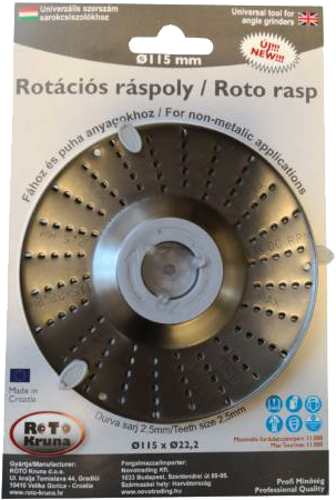 ROTO KUNA RK1153 Rotációs ráspoly 115x2,5mm, durva