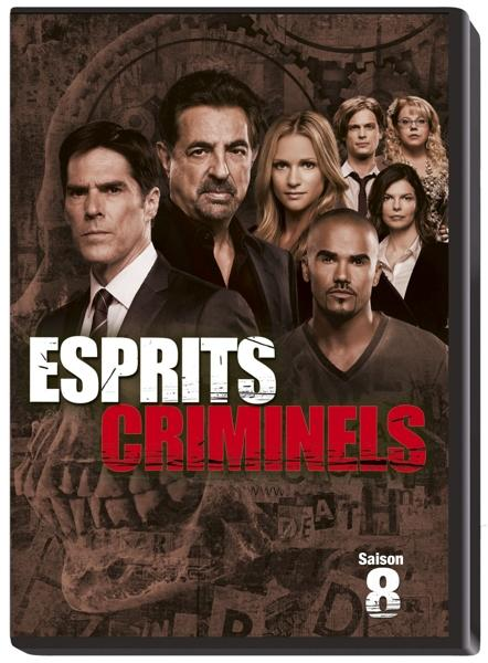 Criminal Minds Seizoen 8 DVD-hoes met een groep acteurs. Titel: Esprits Criminels.
