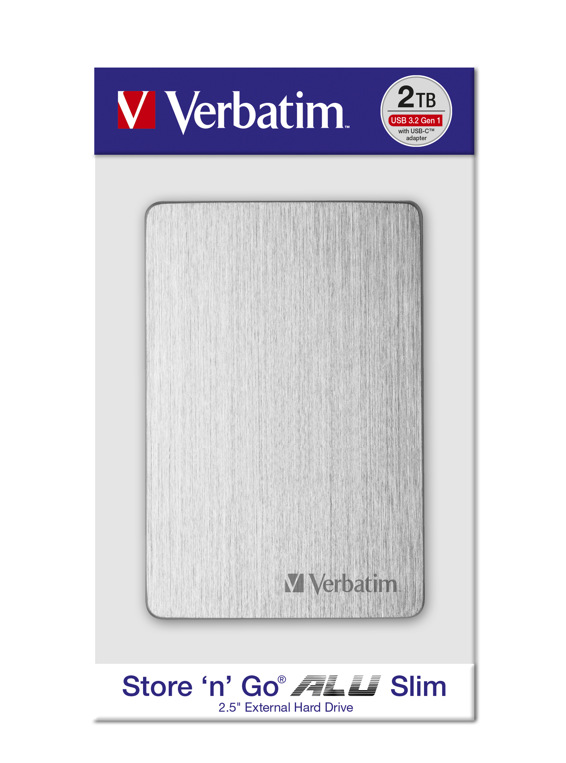 VERBATIM Verbatim Store n Go 2.5" ALU 2TB USB 3.2 Gen 1  Festplatte, 2 TB HDD, 2,5 Zoll, extern, Silber