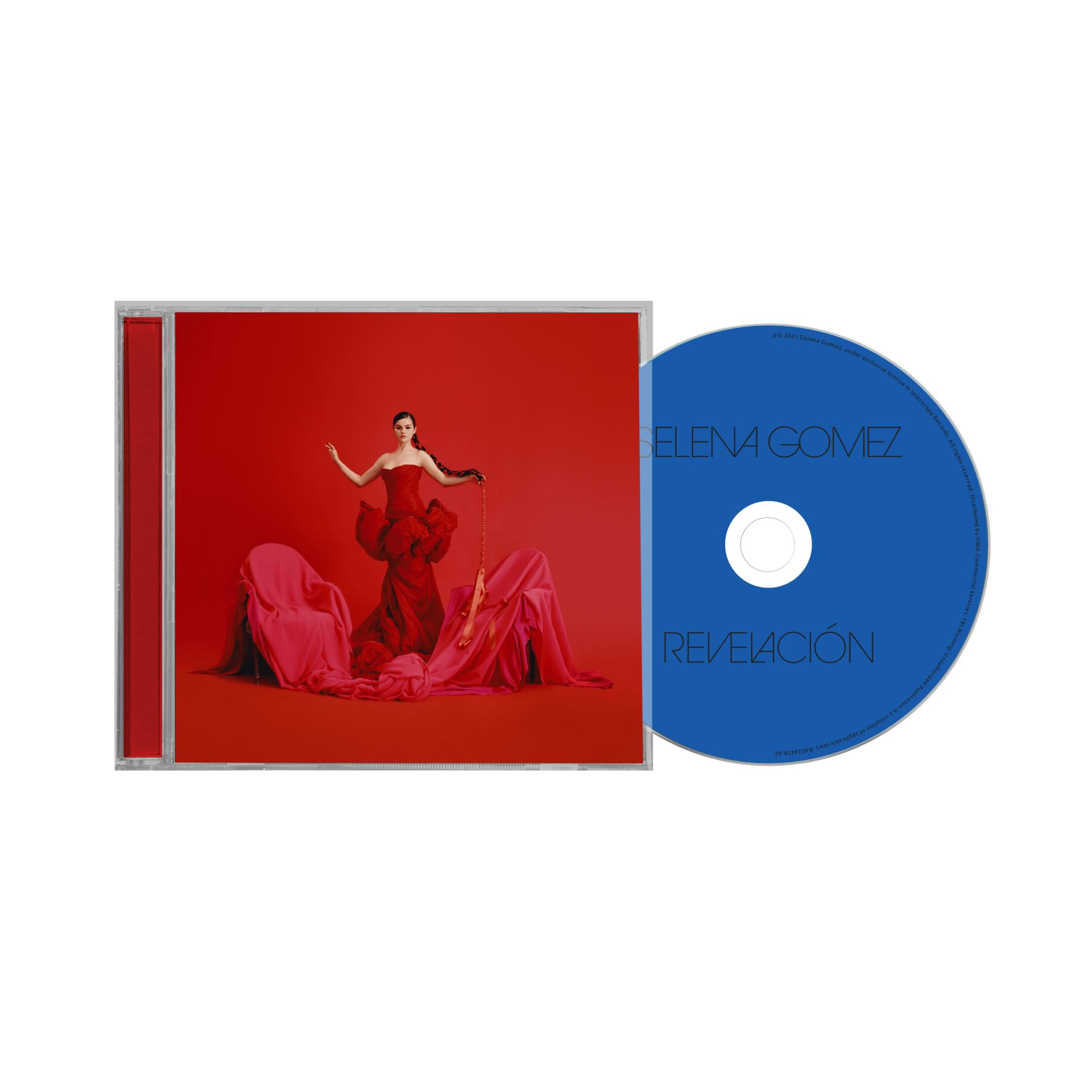CD borító piros ruhás nővel és kék CD-vel.