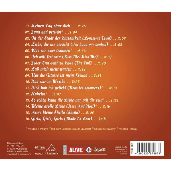 Albumcover mit Titelliste und Albumkunst. Der Text ist auf Deutsch.