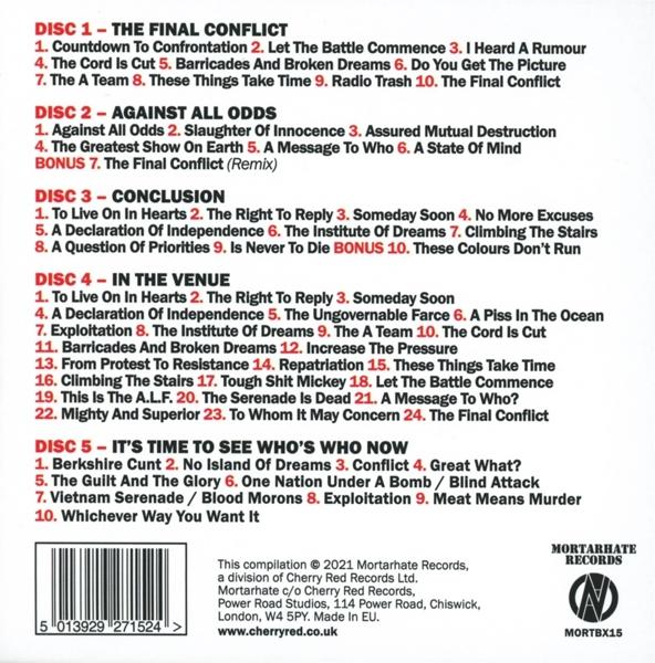 Albumcover mit Titellisten. Der Text ist in weißer Schrift auf beigem Hintergrund gehalten.