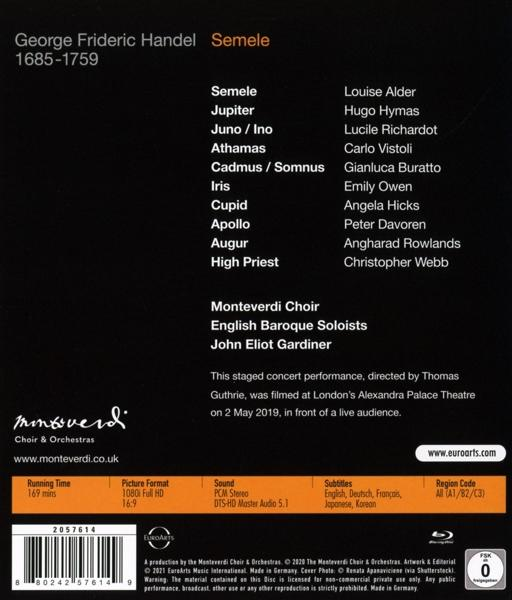 Soloists Monteverdi Semele Baroque Eliot Handel: Choir, - - Gardiner, The English (Blu-ray) John