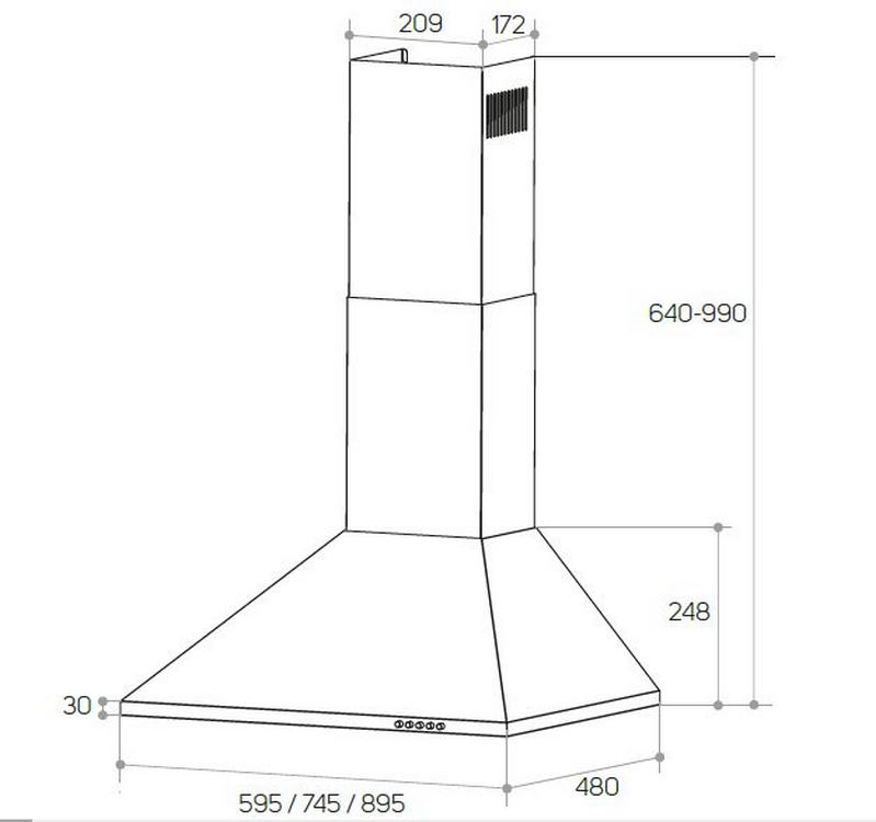 Campana decorativa - Taurus PR75IXAL, 75 cm, 3 Velocidades, 650 m³/h, A, Inox