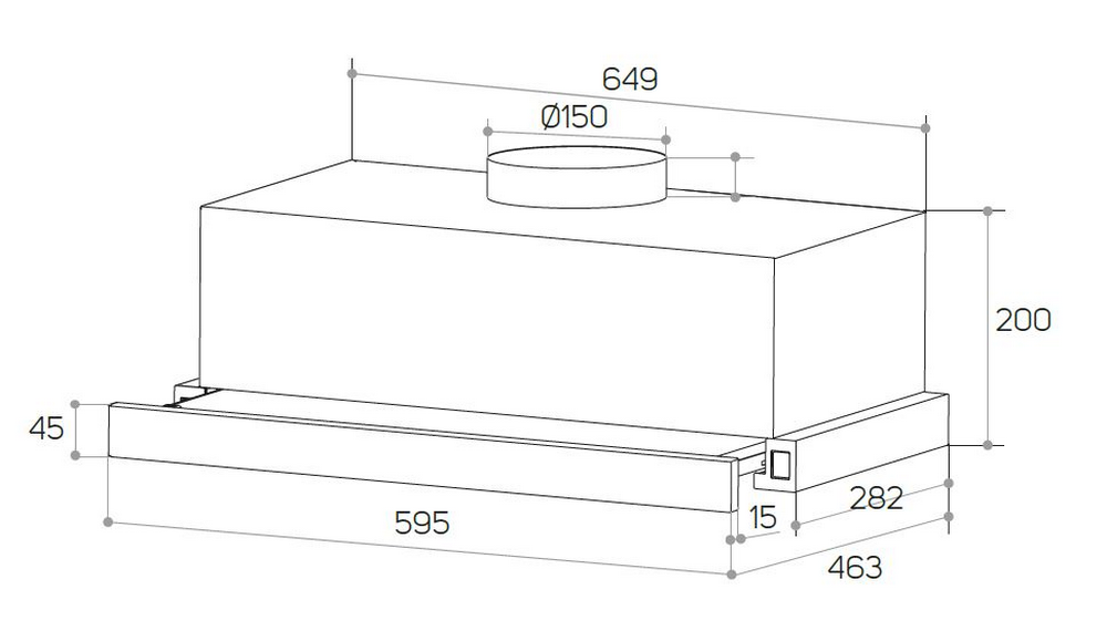Campana - Taurus TS60IXX, Extraíble, 380 m³/h, 2 velocidades, 60 cm ancho, Inox