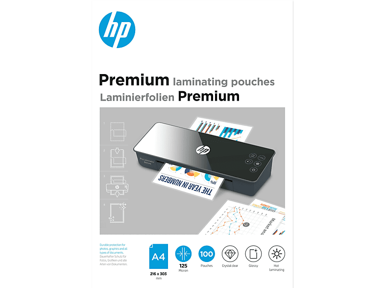 HP Premium, A4, 125 Micron Laminierfolien