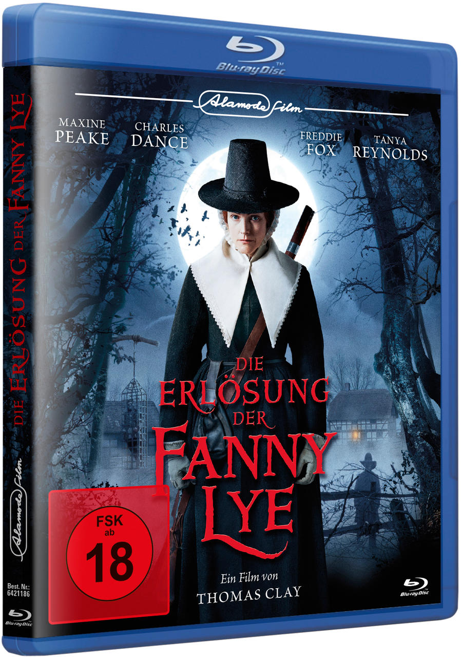 Blu-ray-Disc-Cover von 'The Erlösing der Fanny Lye' mit einer Frau in schwarzem Outfit.