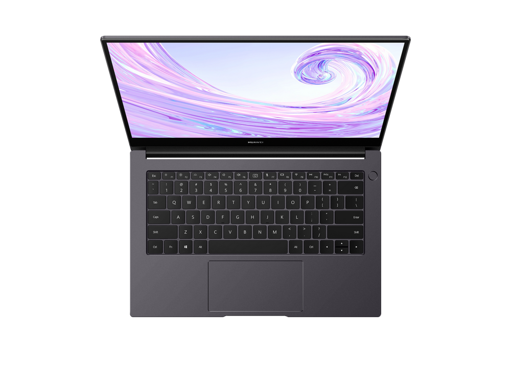 Un portátil con una pantalla que muestra una imagen colorida. El teclado es visible.