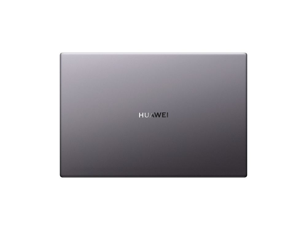 Un portátil gris con la palabra 'HUAWEI' escrita en la tapa.
