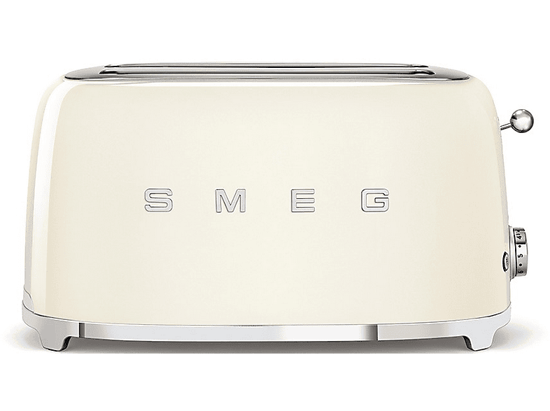 Tostadora - Smeg TSF02CREU, 1500W, 4 rebanadas, 6 niveles, Función descongelar y bagel, Vintage, Crema