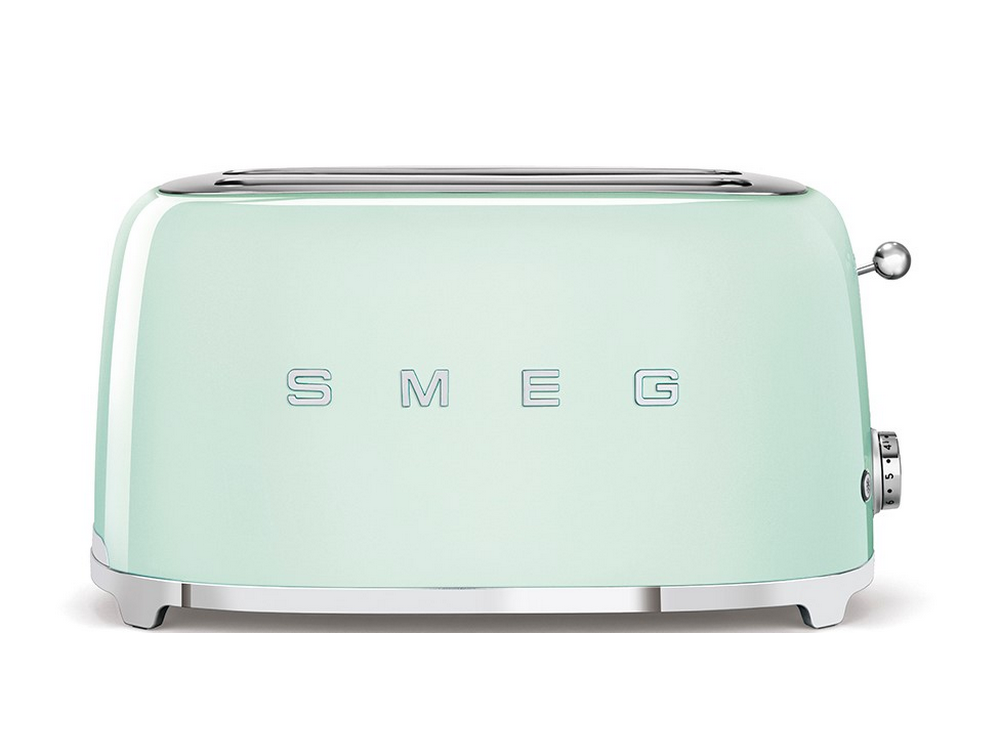 Tostadora - Smeg TSF02PGEU, 1500W, 4 rebanadas, 6 niveles, Función descongelar y bagel, Vintage, Verde